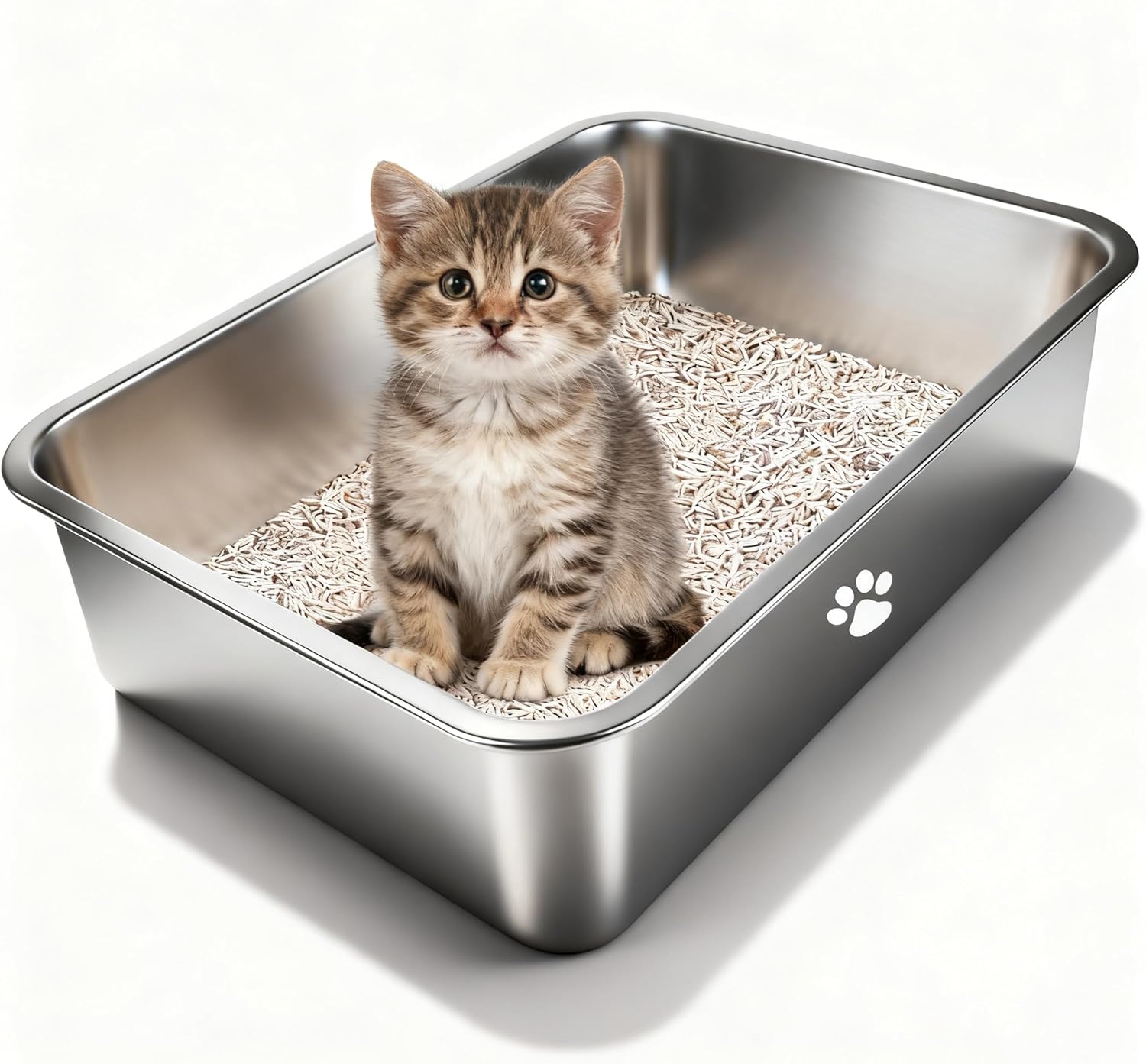 Pet X Supplies & Tack Howell - Stainless Steel Cat Litter Box,High Sided