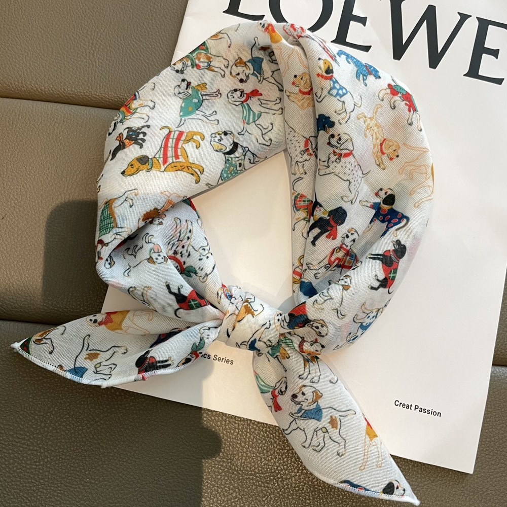 1pcs Cartoon Dog Print Silk Sc - Dog Bandana Scarf avis et prix
