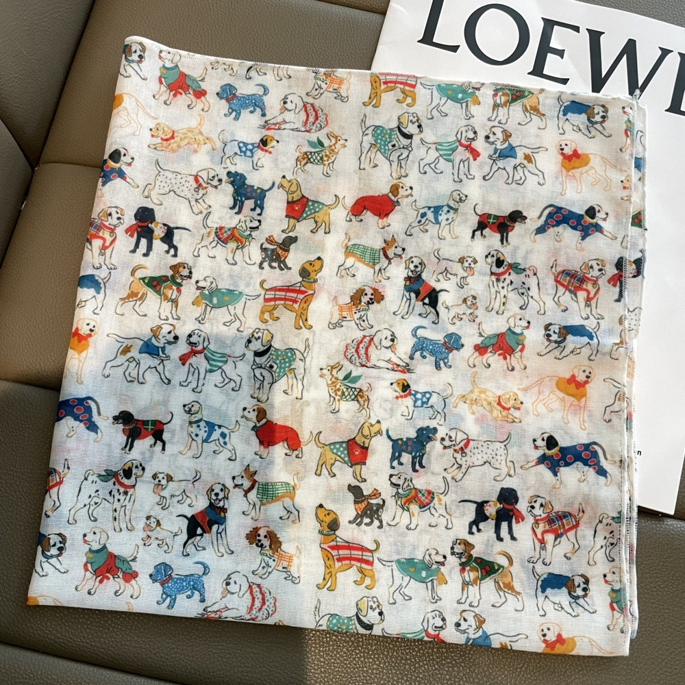 1pcs Cartoon Dog Print Silk Sc - Dog Bandana Scarf avis et prix