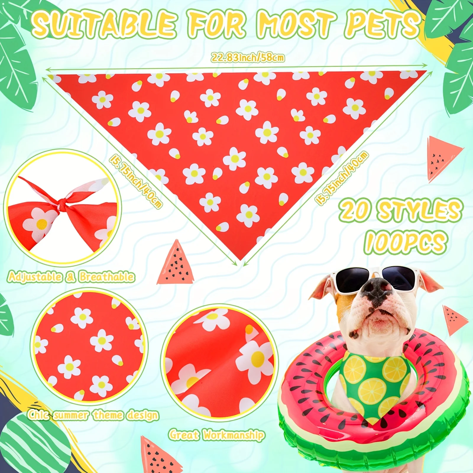 KEEHOME 100pcs Summer Bandanas - Dog Bandana Scarf avis et prix