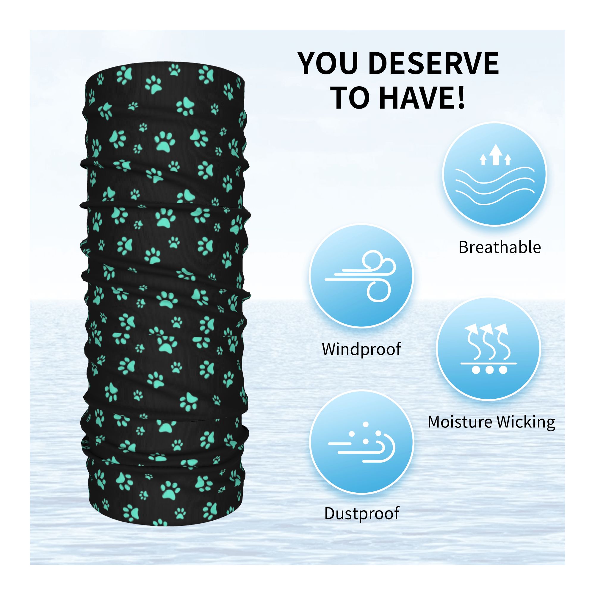 Custom Aqua Dog Paw Print Patt - Dog Bandana Scarf avis et prix