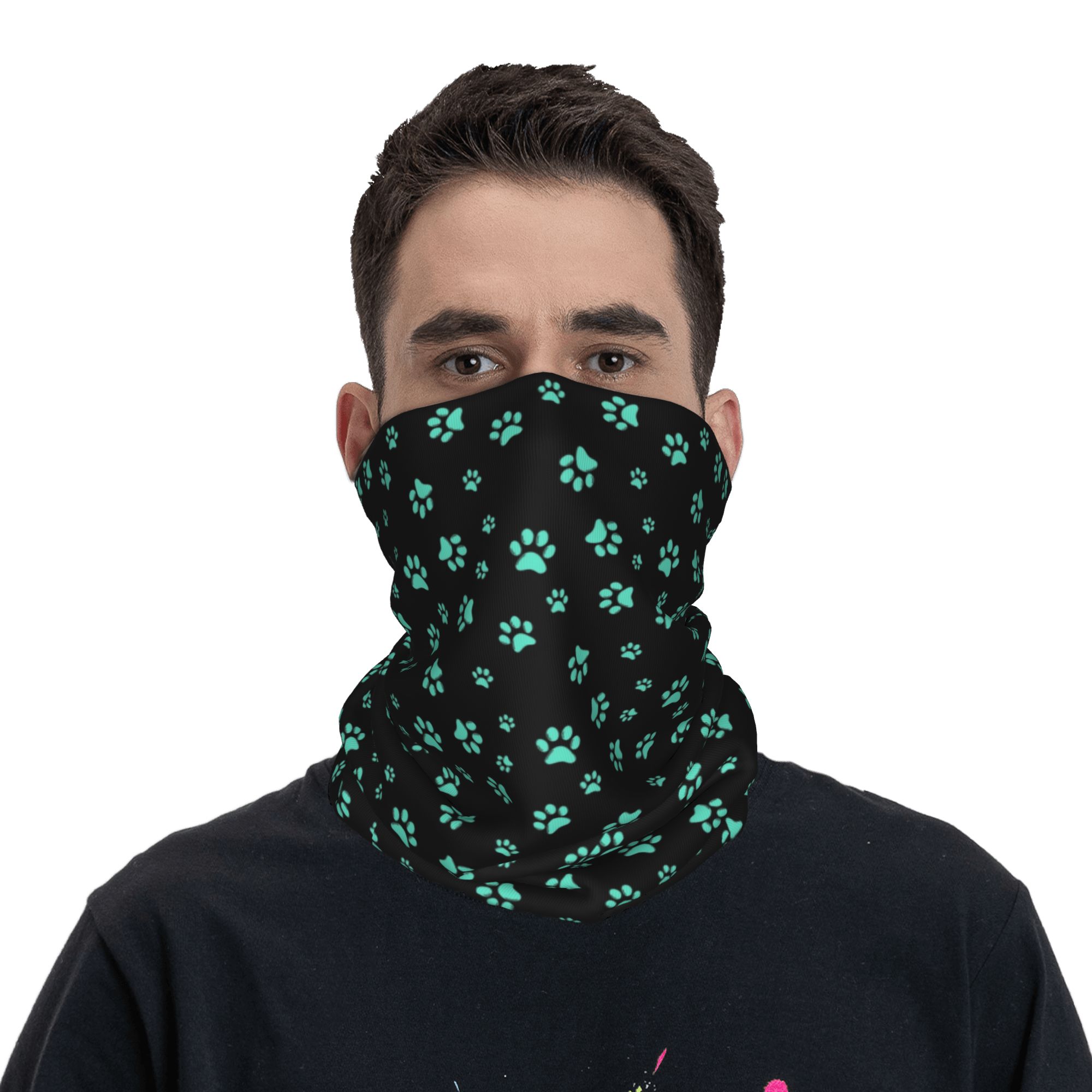 Custom Aqua Dog Paw Print Patt - Dog Bandana Scarf avis et prix