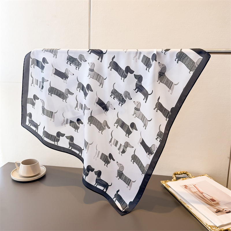 Ladies Cotton Dog Printed Squa - Dog Bandana Scarf avis et prix