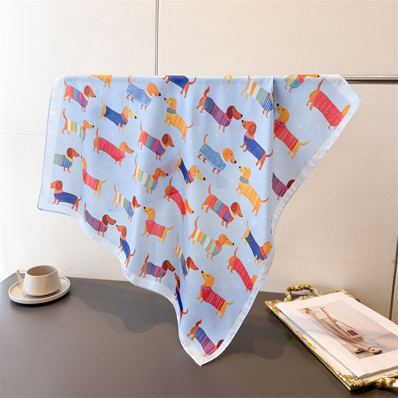 Ladies Cotton Dog Printed Squa - Dog Bandana Scarf avis et prix