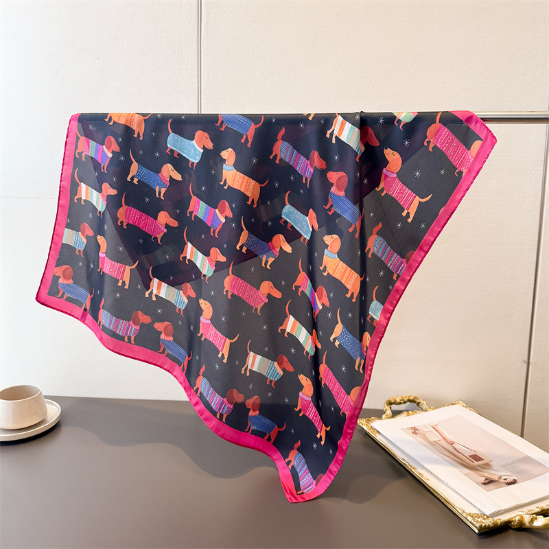 Ladies Cotton Dog Printed Squa - Dog Bandana Scarf avis et prix