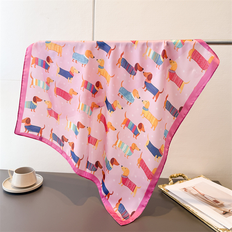 Ladies Cotton Dog Printed Squa - Dog Bandana Scarf avis et prix